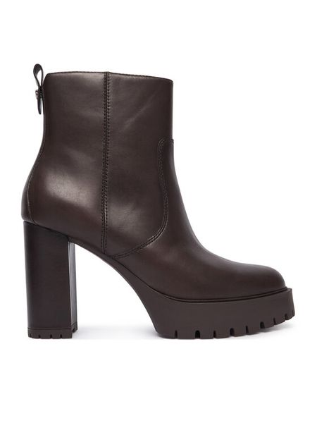 PINKO Botki Clara 01 SD0577P001 Brązowy. Brązowe botki damskie Pinko, bez wzorów, ze skóry, bez obcasa, na słupku, bez zapięcia. Za 1,399.00 zł.