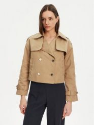 Morgan Trencz 251-GSIM Beżowy Regular Fit. Brązowe płaszcze damskie Morgan, bez wzorów, z bawełny, bez kołnierzyka, bez kaptura. Za 309.99 zł.