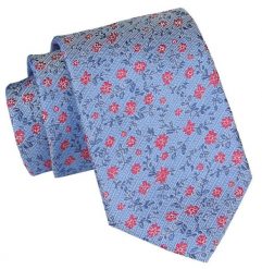 Męski Krawat Angelo di Monti - Drobne Kwiatki, Niebieski. Niebieskie krawaty i muchy Angelo di Monti, bez wzorów, z tkaniny, eleganckie. Za 45.00 zł.