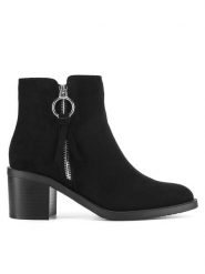 Clara Barson Botki LS5276-02A Czarny. Czarne botki damskie Clara Barson, bez wzorów, z materiału, bez obcasa, na słupku, bez zapięcia. Za 169.99 zł.