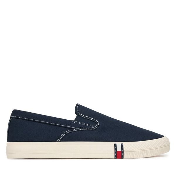 Tenisówki Tommy Jeans. Niebieskie trampki męskie Tommy Jeans, bez wzorów, z jeansu, bez zapięcia. Za 194.99 zł.