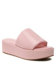 DeeZee Klapki E8175-1 Różowy. Czerwone klapki damskie DeeZee, bez wzorów, ze skóry, bez obcasa, bez zapięcia. Za 139.99 zł.