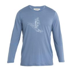 Bluza termoaktywna męska icebreaker Tech Lite II Tee Skiing Yeti. Niebieskie bluzy męskie Icebreaker, na zimę, m, bez wzorów, sportowe, bez ramiączek, bez kaptura. Za 249.99 zł.