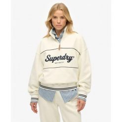 Damska bluza rozpinana z zamkiem 1/4 Superdry Country Club. Białe bluzy damskie Superdry, bez wzorów, bez ramiączek, bez kaptura. Za 342.10 zł.
