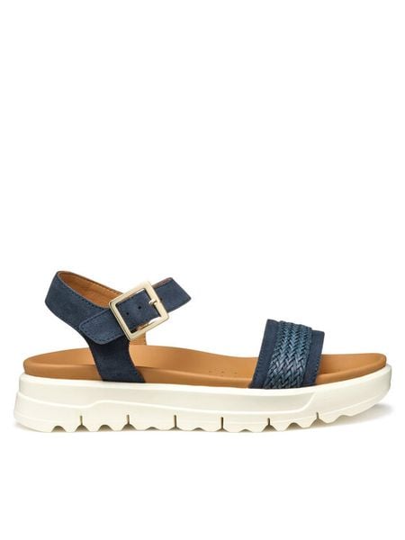 Geox Sandały D Xand 2.1S D55SZC 00022 C4002 Granatowy. Niebieskie sandały damskie Geox, bez wzorów, ze skóry, bez obcasa, na płaskiej podeszwie, bez zapięcia. Za 319.99 zł.