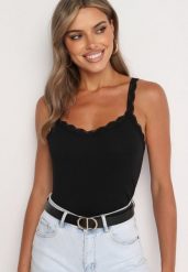 Czarny Top Bawełniany Hellamene. Czarne topy damskie Born2be, l, bez wzorów, z bawełny, klasyczne, bez kołnierzyka, bez ramiączek. Za 24.99 zł.