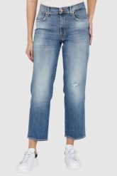7 FOR ALL MANKIND Jasne jeansy z przetarciem THE MODERN STRAIGHT Rewritten. Niebieskie jeansy damskie 7 for all mankind, bez wzorów, z bawełny. W wyprzedaży za 499.99 zł.