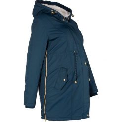 Kurtka parka ciążowa z podszewką barankiem bonprix ciemnoniebieski. Niebieskie kurtki damskie bonprix, bez wzorów, moda ciążowa, z kapturem. Za 101.99 zł.