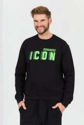 DSQUARED2 Czarna męska bluza Icon Blur Cool Fit Crewneck, Rozmiar XL. Czarne bluzy męskie Dsquared2, m, bez wzorów, bez ramiączek, bez kaptura. W wyprzedaży za 999.99 zł.