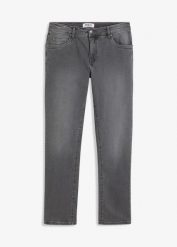 Dżinsy ze stretchem w wygodnym fasonie Regular Fit Tapered. Szare jeansy męskie bonprix, z jeansu. Za 149.99 zł.