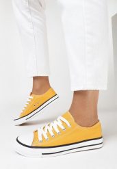 Żółte Trampki Jazlyn. Żółte trampki i tenisówki damskie Born2be, z aplikacjami, z kauczuku, przed kostkę, bez zapięcia. Za 39.99 zł.