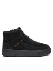 Tommy Hilfiger Botki FW0FW08108 Czarny. Czarne botki damskie Tommy Hilfiger, bez wzorów, ze skóry, bez obcasa, na płaskiej podeszwie, bez zapięcia. Za 559.99 zł.