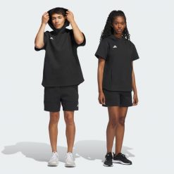 Bluza z kapturem Dugout Short Sleeve (uniseks). Czarne bluzy damskie Adidas, na zimę, bez wzorów, z materiału, bez ramiączek, z kapturem. Za 299.00 zł.
