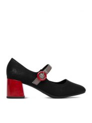Rieker Czółenka CEO-44752-01 Czarny. Czarne czółenka damskie Rieker, bez wzorów, ze skóry, bez obcasa, bez zapięcia. Za 319.99 zł.