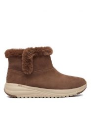 Skechers Botki On-The-Go Stellar 144775/CHOC Brązowy. Brązowe botki damskie Skechers, bez wzorów, ze skóry, bez obcasa, na płaskiej podeszwie, bez zapięcia. Za 379.99 zł.