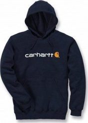 Carhartt Bluza Carhartt Signature Logo Midweight Navy. Niebieskie bluzy męskie Carhartt, m, bez wzorów, bez ramiączek, bez kaptura. Za 258.74 zł.