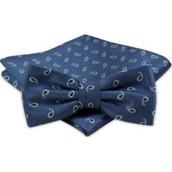Modna Mucha Męska - Alties - Kolor Niebieski, Drobny Wzór Paisley. Niebieskie krawaty i muchy Alties, bez wzorów, eleganckie. Za 40.00 zł.
