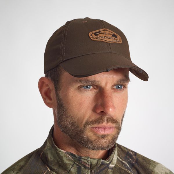 Czapka outdoor świecąca Solognac LED. Brązowe czapki męskie SOLOGNAC, bez wzorów, z bawełny. Za 59.99 zł.