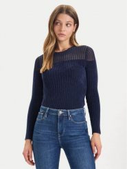 Guess Sweter W5BR62 Z0890 Granatowy Slim Fit. Niebieskie swetry nierozpinane damskie Guess, m, z aplikacjami, z syntetyku, bez kołnierzyka, bez ramiączek. Za 299.99 zł.