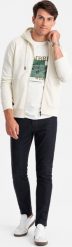 Ombre Męska rozpinana bawełniana bluza dresowa BASIC kremowa V5 OM-SSBZ-0160 XL. Białe bluzy męskie Ombre, m, bez wzorów, z bawełny, bez ramiączek, bez kaptura. Za 199.99 zł.