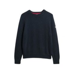 Damski sweter z okrągłym dekoltem Superdry slouchy. Niebieskie swetry nierozpinane damskie Superdry, na zimę, bez wzorów, z dzianiny, eleganckie, bez kołnierzyka, bez ramiączek. Za 288.40 zł.