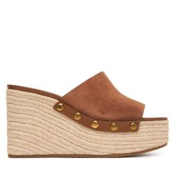 Klapki MICHAEL Michael Kors. Brązowe klapki damskie MICHAEL Michael Kors, bez wzorów, bez obcasa, bez zapięcia. Za 439.99 zł.