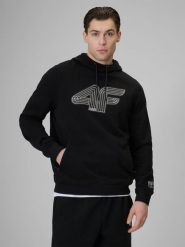 4F Bluza dresowa regular z kapturem męska - czarna 3XL. Czarne bluzy sportowe męskie 4F, m, bez wzorów, z dresówki, z kapturem, trekkingowe. Za 189.99 zł.