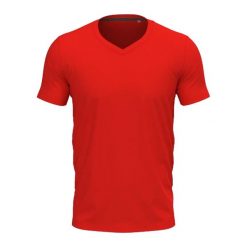 Koszulka Z Elastycznym Dekoltem Unisex Dla Dorosłych. Czerwone bluzki damskie Stedman, bez wzorów, sportowe, bez kołnierzyka, bez ramiączek. Za 74.99 zł.