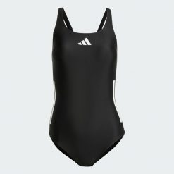 Strój do pływania 3-Stripes C-Back. Białe stroje kąpielowe damskie Adidas, bez wzorów, z materiału. Za 179.00 zł.