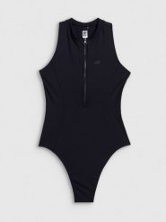 4F Kostium kąpielowy jednoczęściowy damski - czarny XL. Czarne szorty damskie 4F, bez wzorów, z dresówki, sportowe. Za 159.99 zł.