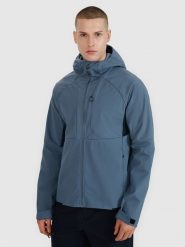 4F Kurtka softshell wiatroodporna membrana 10000 męska - granatowa XL. Niebieskie kurtki męskie 4F, l, bez wzorów, z dzianiny, z kapturem, windstopper. W wyprzedaży za 199.99 zł.