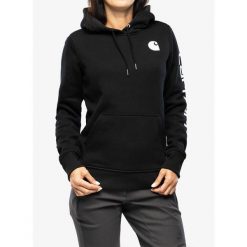 Bluza z kapturem damska Carhartt Logo Sleeve Graphic Sweatshirt. Czarne bluzy damskie Carhartt, s, bez wzorów, sportowe, bez ramiączek, z kapturem. Za 277.99 zł.