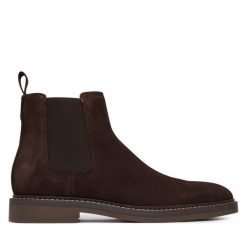Sztyblety Guess. Brązowe botki męskie Guess, z aplikacjami, bez obcasa, bez zapięcia. Za 674.99 zł.