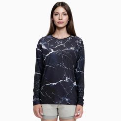 Damska koszulka z długim rękawem do biegania w terenie TERRARUN. Czarne bluzki damskie BODYCROSS, bez wzorów, ze skóry, sportowe, bez kołnierzyka, bez ramiączek. Za 322.99 zł.