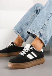 Czarne Sneakersy Kultowe Tenisówki z Ozdobnymi Paskami Tenavellea. Czarne trampki i tenisówki damskie Renee, bez wzorów, z jeansu, bez zapięcia. Za 74.99 zł.