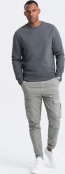 Ombre Nierozpinana bawełniana męska dresowa bluza BASIC grafitowa V11 OM-SSBN-0159 XXL. Szare bluzy męskie Ombre, m, bez wzorów, z bawełny, bez ramiączek, bez kaptura. Za 139.99 zł.