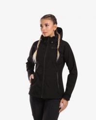 Damska kurtka softshellowa Kilpi RAVIA-W. Czarne kurtki sportowe damskie Kilpi, bez wzorów, z materiału, bez ramiączek, bez kaptura, trekkingowe. Za 292.95 zł.