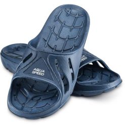 Klapki basenowe Aqua Speed Alabama. Niebieskie klapki damskie Aqua-Speed, bez wzorów, sportowe, bez obcasa, bez zapięcia. Za 44.99 zł.