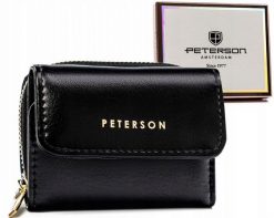 Portfel damski Peterson PTN 011-F czarny. Czarne portfele damskie Peterson, ze skóry ekologicznej. Za 54.00 zł.