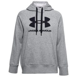 Bluza dresowa sportowa damska Under Armour Rival Fleece Logo Hoodie. Szare bluzy damskie Under Armour, xs, bez wzorów, z bawełny, sportowe, bez ramiączek, bez kaptura. Za 159.99 zł.