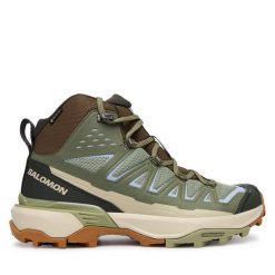 Trekkingi Salomon. Zielone obuwie trekkingowe damskie Salomon, bez zapięcia. Za 729.99 zł.