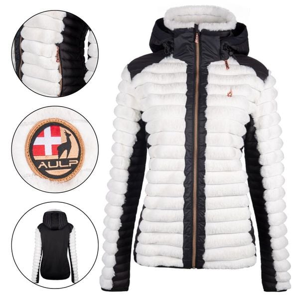 Kurtka damska zimowa AULP NOTIL z kapturem. Białe kurtki sportowe damskie Aulp, na zimę, bez wzorów, bez ramiączek, z kapturem, trekkingowe. W wyprzedaży za 459.99 zł.