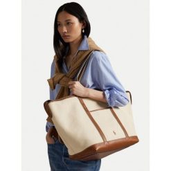 Torebka Polo Ralph Lauren. Brązowe shopperki damskie Polo Ralph Lauren, bez wzorów, bez dodatków. Za 1,599.00 zł.