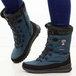 Granatowe zimowe śniegowce damskie z membraną American Club Softshell Sn82/25. Niebieskie śniegowce damskie American CLUB, z jeansu, bez zapięcia. Za 259.00 zł.