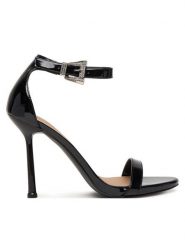 Guess Sandały FLPINS PAF03 Czarny. Czarne sandały damskie Guess, z aplikacjami, ze skóry, bez obcasa, na szpilce, bez zapięcia. Za 719.99 zł.