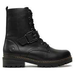 Botki Remonte. Czarne botki damskie Remonte, bez wzorów, bez obcasa, na płaskiej podeszwie, bez zapięcia. Za 415.99 zł.