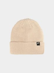 CZAPKA DAMSKA 4F ZIMOWA Z DZIANINY WAFLOWEJ ACAPU558. Białe czapki damskie 4F, na zimę, bez wzorów, z dzianiny, eleganckie. Za 69.99 zł.