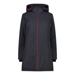 Parka dla kobiet CMP. Czerwone parki damskie CMP, bez wzorów, z materiału, z kapturem. Za 471.30 zł.