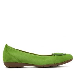 Baleriny Gabor. Zielone balerinki damskie Gabor, bez wzorów, bez obcasa, bez zapięcia. Za 449.99 zł.