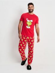 Dwuczęściowa piżama Grinch - wielobarwny. Piżamy męskie Sinsay, l, bez wzorów, bez kołnierzyka, bez ramiączek. Za 59.99 zł.